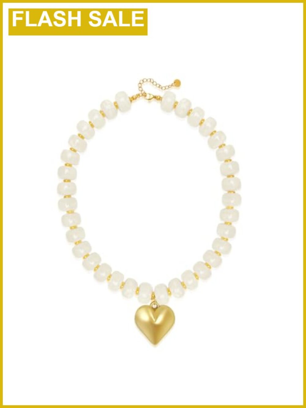 Gold Plated Chunky Resin Beaded Heart Pendant Necklace Statement Boho